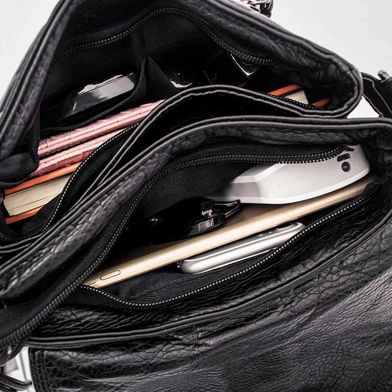 Soft leather Women Messenger bag casual womens shoulder Crossbody bag female handbag Black bolsa feminina bag Y250819