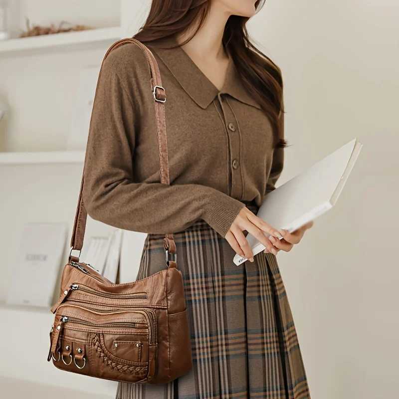 Vintage PU Leather Purses for Women Multi-Pocket Handbag Crossbody Shoulder Bags High Quality Design Ladies 2022 Y250819