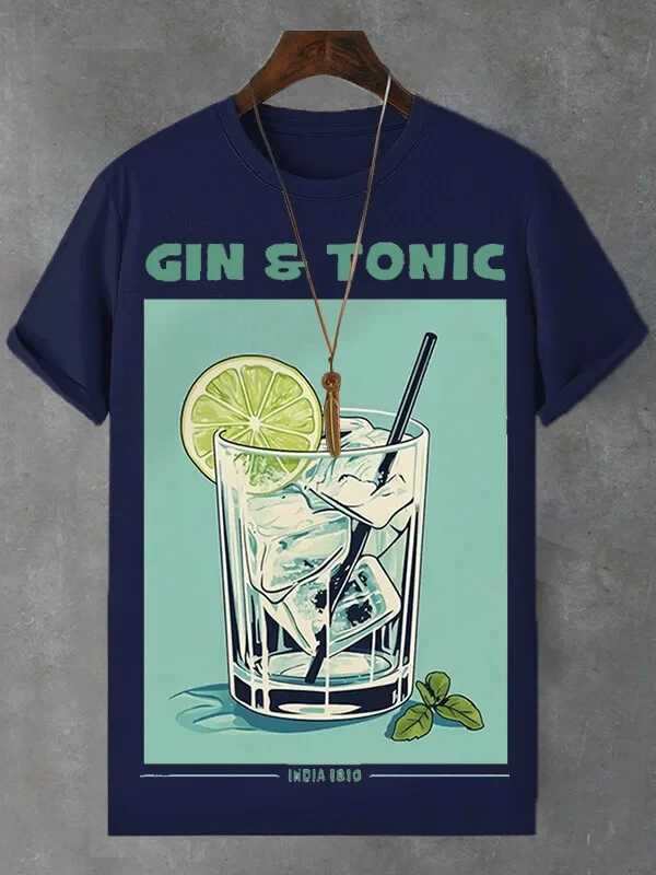 Mens Gin And Tonic 3D Printed T-shirt Summer Vacation Casual Party Quick Drying Short Sleeve Top Daily Plus Size Men Tee Shirts Y250819