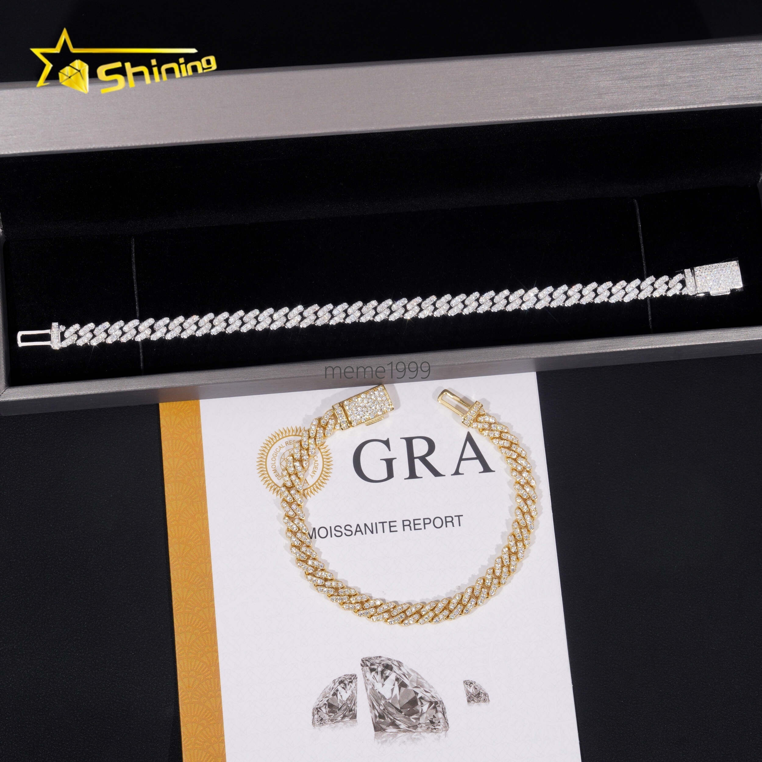 Pass Diamond Tester VVS Moissanite Diamond S925 Silver 6MM Cuban Bracelet Necklace Hip Hop Iced Out Jewelry Cuban Link Chain