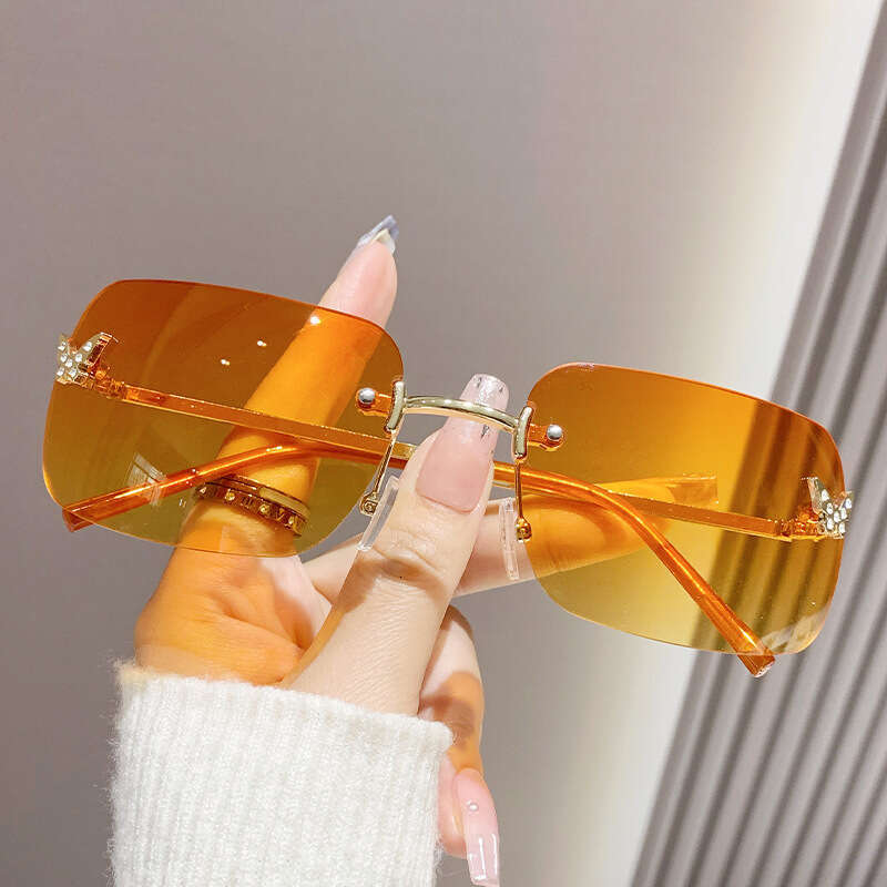 2025 New Frameless Sun Protection Glasses High-end Butterfly Diamond-studded Sunglasses Designer for Women