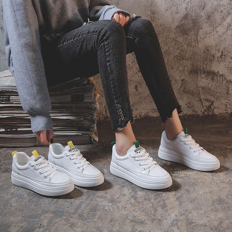 2023 Spring New Trendy Comfortable Fabric White with Hidden Wedge 4m Platform Thick Sole Casual Shoes