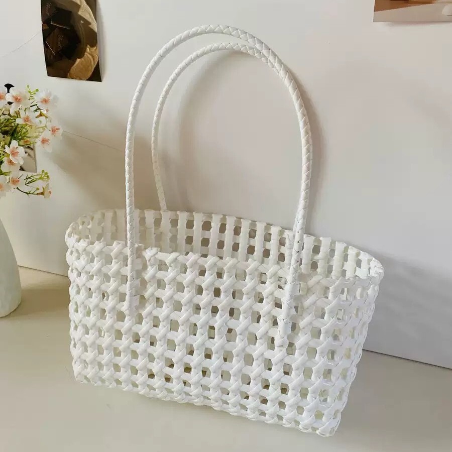2025 Autumn Hollow Beach Bag Rice Grass Bag Summer Basket Bag Beach Vacation Handbag Shoulder Bag Mesh Bag Women's Bag Women's Crossbody Bag