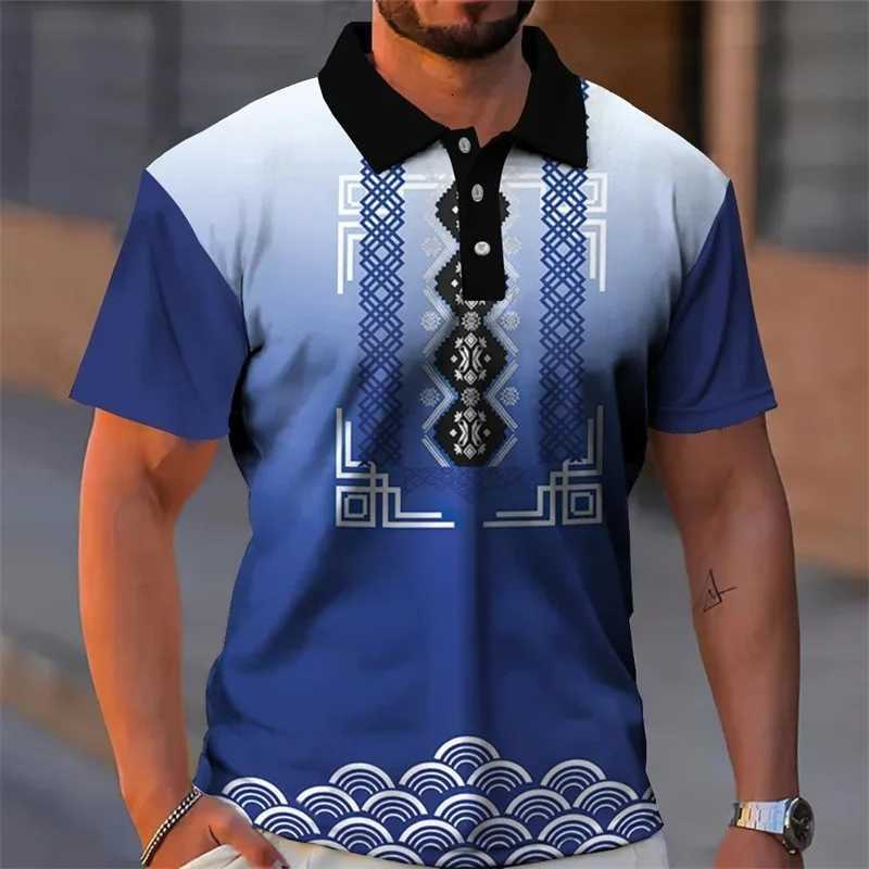 3D Printed Vintage Ethnic Pattern Shirt For Men Clothing Casual Short SLeeve Lapel Shirt Tops Mens Button T-Shirts Y250819