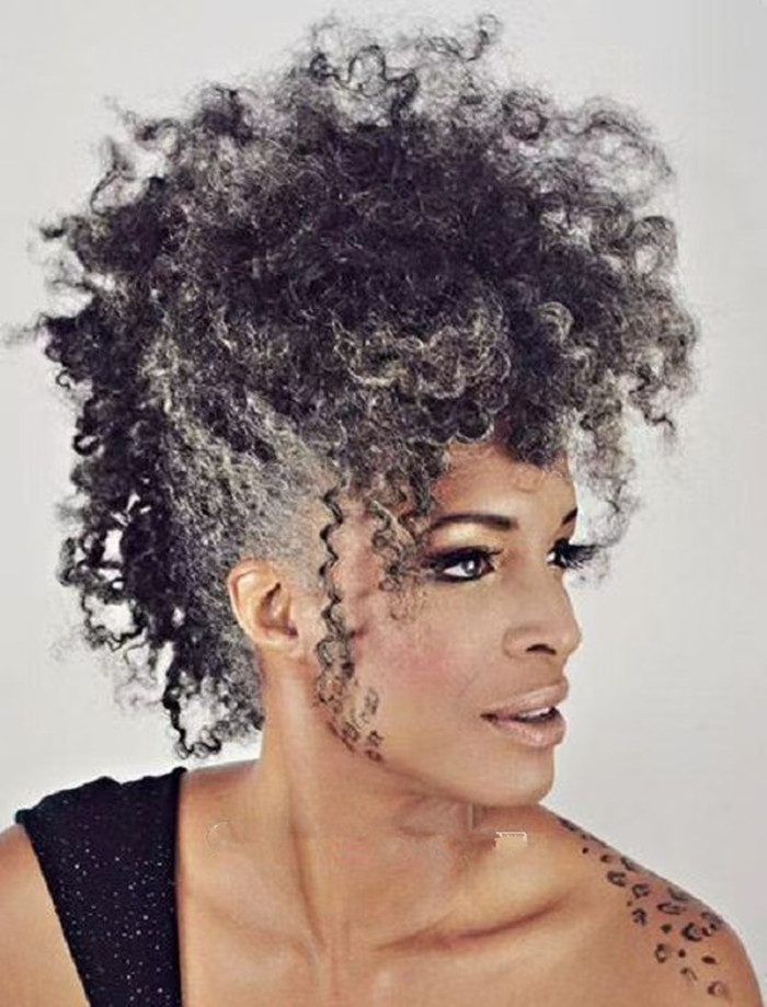 Beautiful gray hair puff ponytail extension women hairpiece salt and pepper drawstring ponytails natural hair natura silver 120g