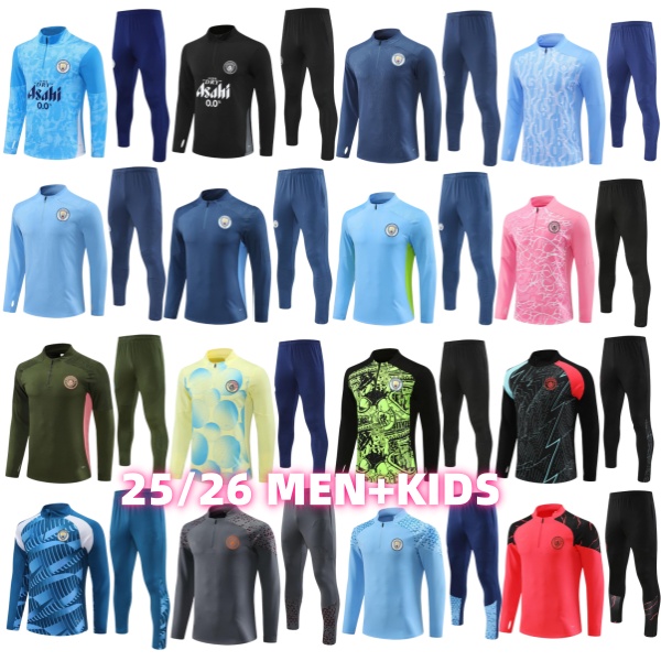 2024 2025 2026 man tracksuit City HAALAND half zip Training Suit MEN Kids 23/24/25 26 Long sleeve Sportswear Football 2025 2026 Boys girls Survatment Foot chandal 89