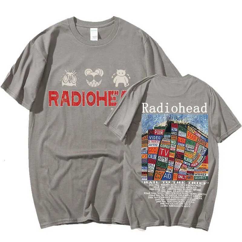 Radiohead Vintage Print T Shirt Mens Oversized 100% Cotton Unisex T-shirts Hip Hop Rock Band Hail To The Thief Music Album Tees Y250819