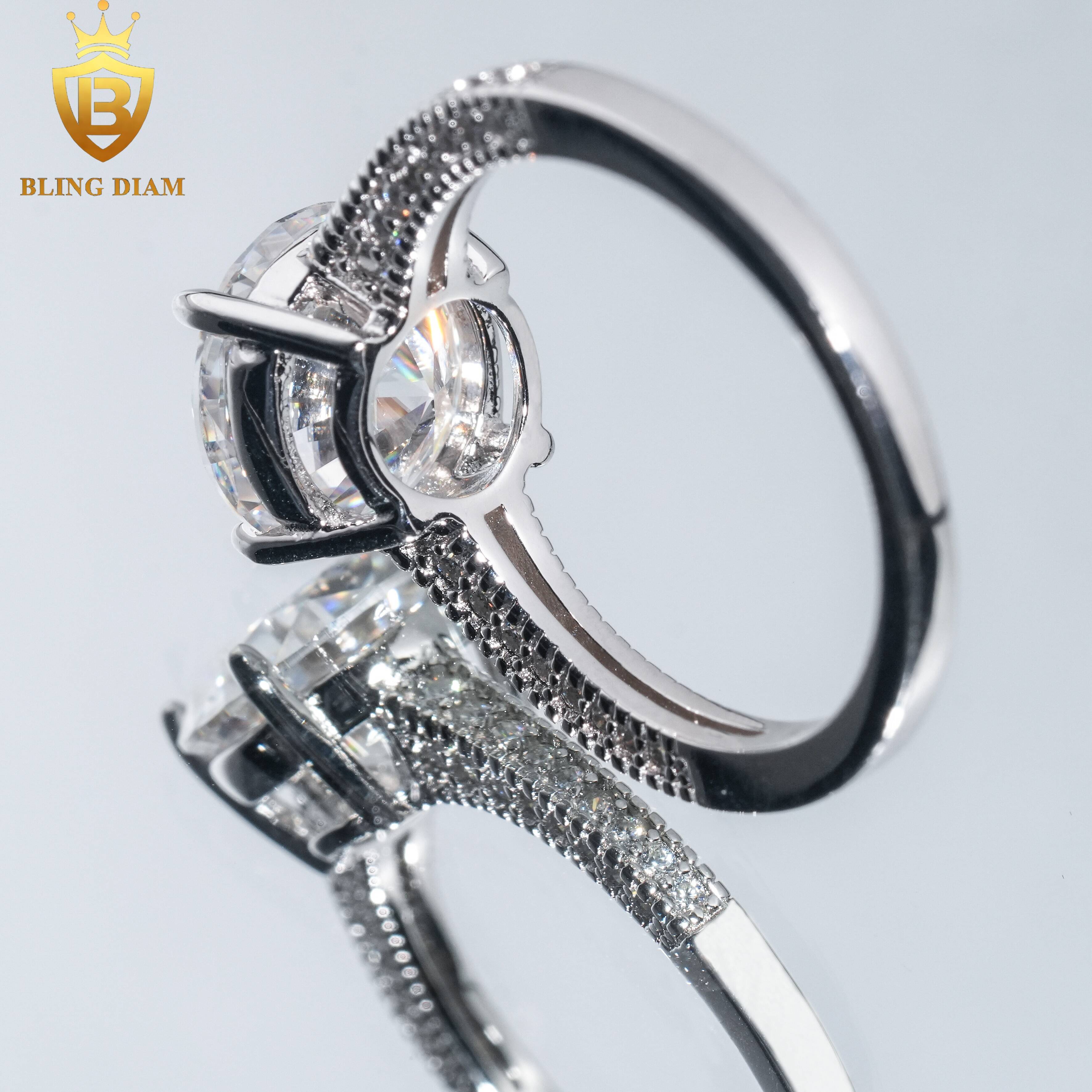 Women Jewelry Engagement Ring 925 Silver VVS Moissanite Diamond Round Cut 10mm Wedding Rings Gift