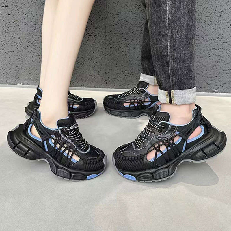 2025 Summer New Thick-Soled Hollow Mesh Breathable Dad for Women Running Couple Casual Sports Shoes