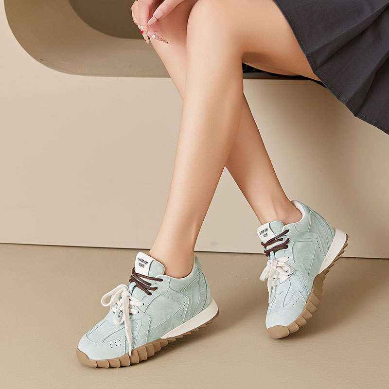 Inner Height Increasing Women's for Short People Thick-Soled Cortez 2024 Autumn New Casual Versatile Super Popular Dexun Shoes