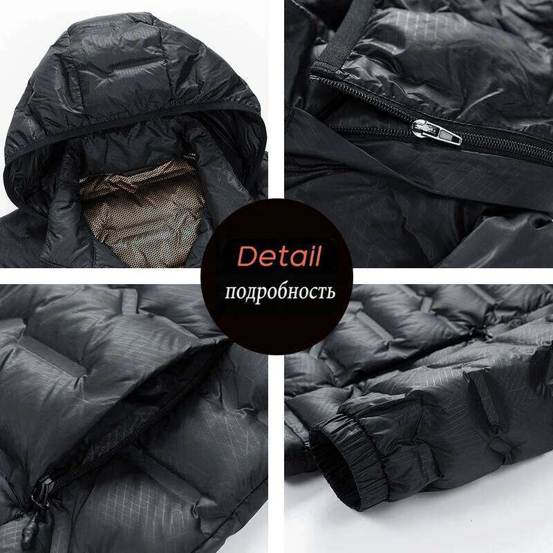 Winter New Men Hooded Waterproof Windproof Puffer Detachable Hat Coat Casual Lightweight Down Jacket Male