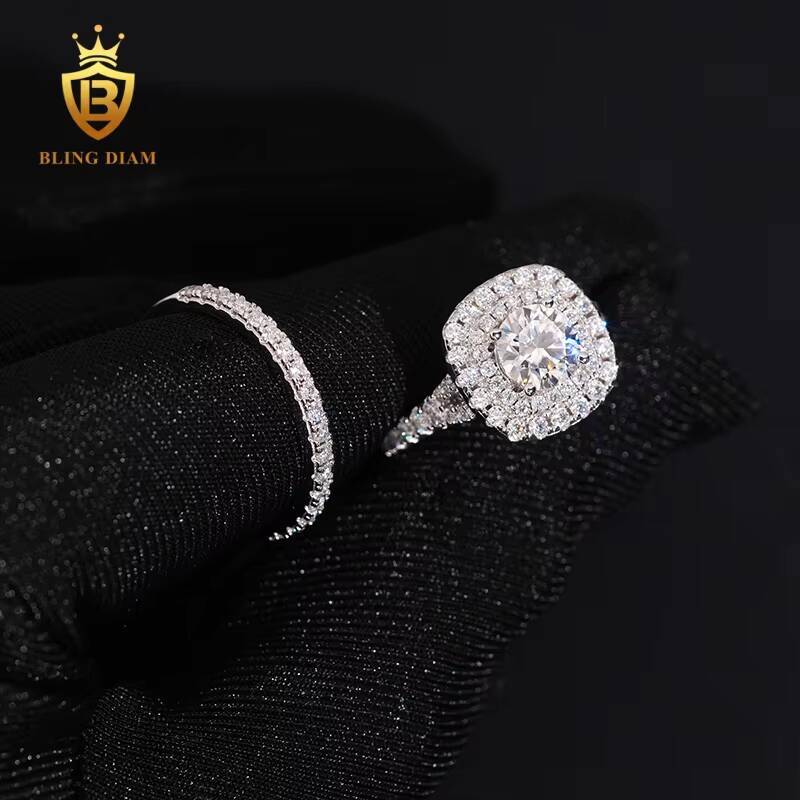 New Fashion Jewelry GRA Certificate S925 Sterling Silver Ring VVS Moissanite Diamond Engagement Ring