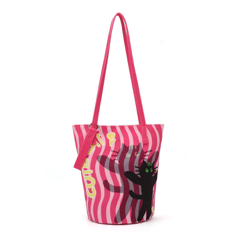 2025 Autumn New Original Retro Leopard Pattern Handbag Canvas Bucket Bag Cute Commuter Portable Women's Shoulder Bag Women's Crossbody Bag D