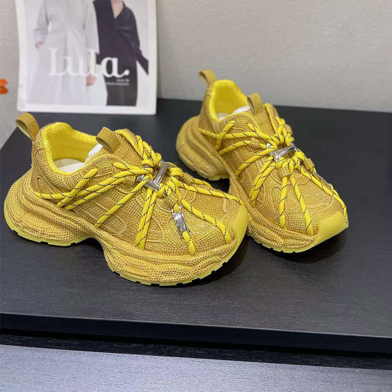 2025 Summer Starry Sky Rhinestone Thick-Soled Street Style Dad Breathable Height-Increasing Ins Trendy Fashionable Casual Shoes for Women