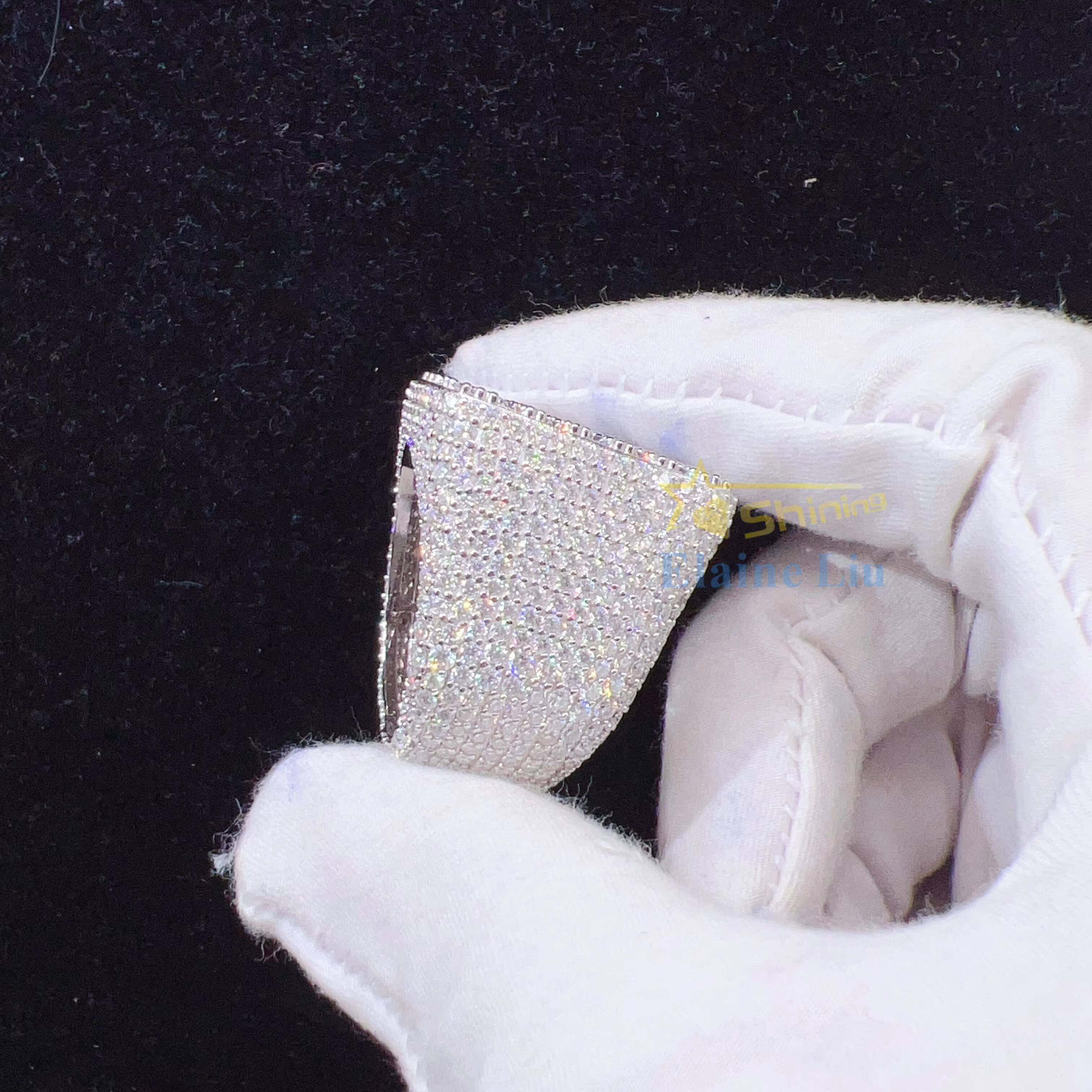 Factory Direct Sale Sterling Silver 925 Rings Custom Vvs Moissanite Iced Out Diamond Hip Hop Fine Jewelry Ring