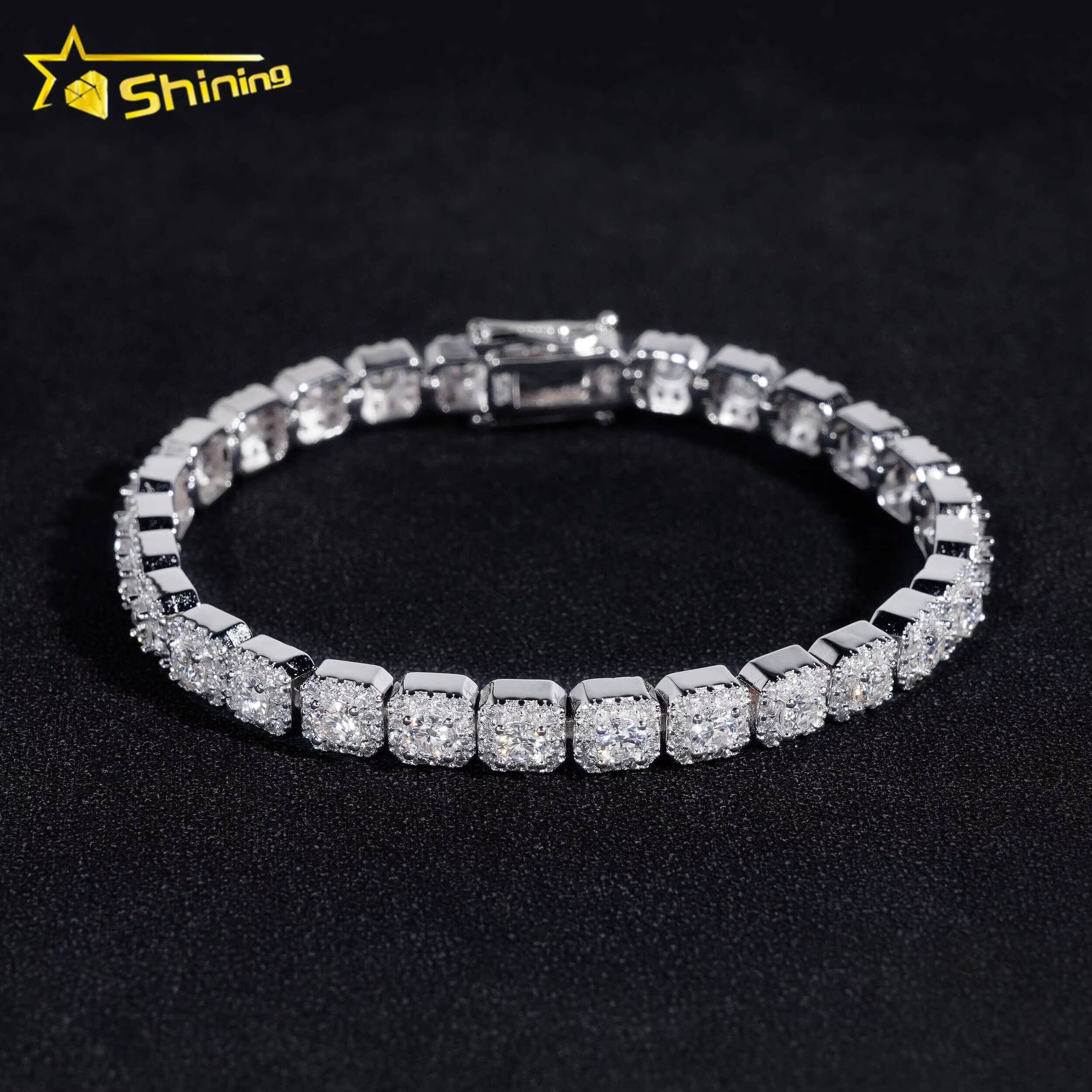 Punk Style Mens Jewelry Iced Out 18K Gold 925 Sterling Silver VVS Moissanite Diamond Cross Tennis Bracelet With GRA Certificate