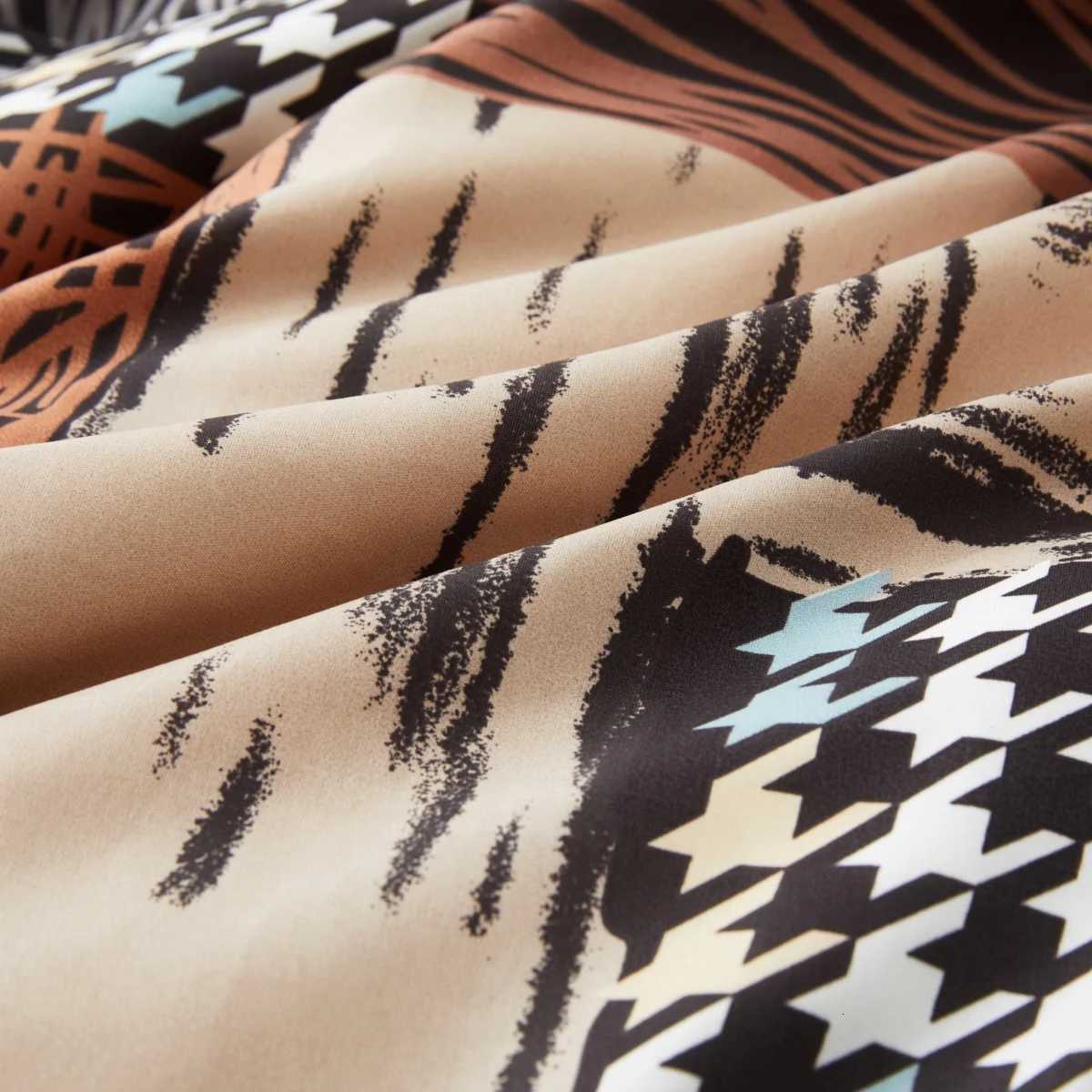 Geometric Lines Duvet Cover Set Full Queen ic Houndstooth Bedding Set Reversible Rustic Farmhouse Patchwork Comforter Cover Y250819