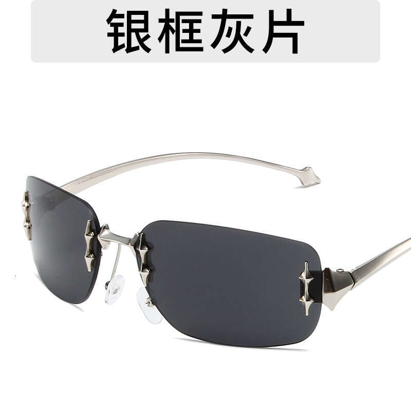 Designer New Style Hot Girl Rimless Edge Fashion UV400 High-end Y2K Sunglasses Personality Demon Element Glasses