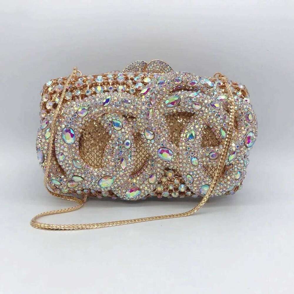 Designer Bags XIYUAN AB Green Rhinestone Crystal Clutches Women Evening Bags Wedding Party Female Handbags Mini Phone Case Clutch Purse Luxury Bag