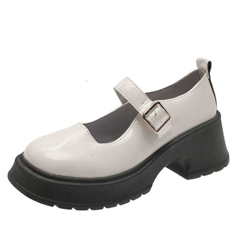 2023 Spring British New Thick-Soled Women's Leather Shoes One-Strap College Style Mary Jane Flats for Women