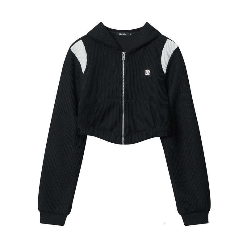 Heyhenry Early Spring Lazy Style Platinum N-Logo Metal Label Hot Girl Short Cardigan Hooded Sweatshirt New Arrival B5