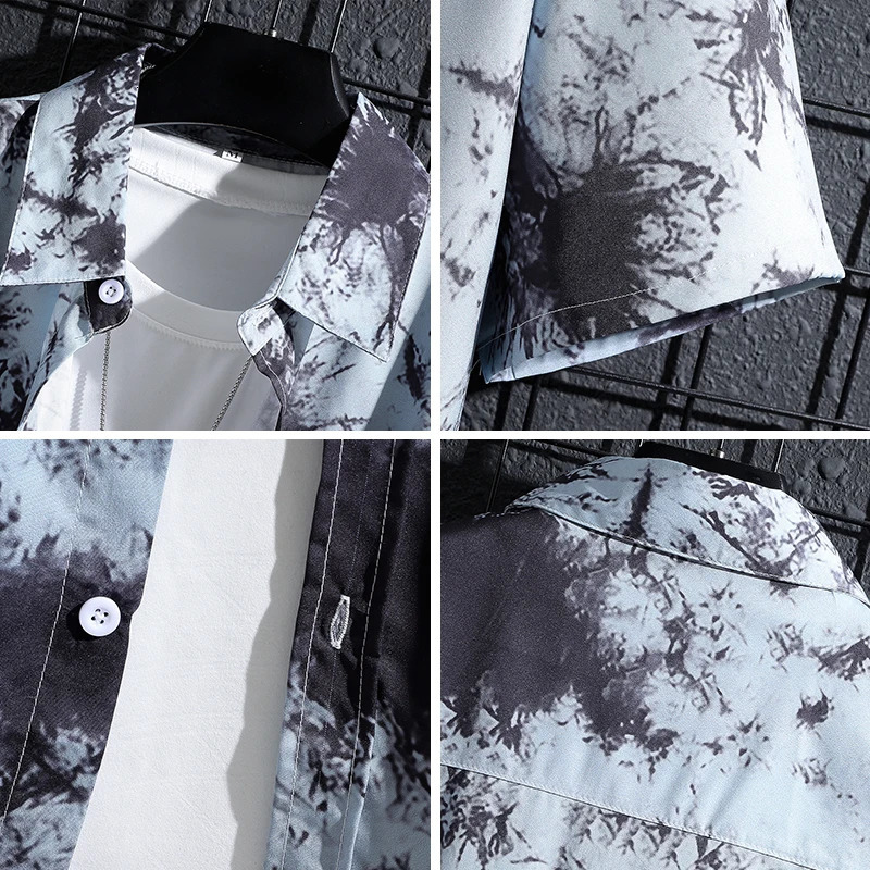 mens shortsleeved printed shirt men and women casual beach clothes personality thin couple tops 250808