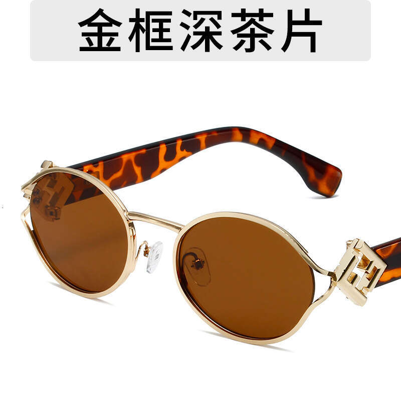 New Oval Full Frame Designer Fashion Letter F Decoration Glasses Trendy UV Protection Sunglasses