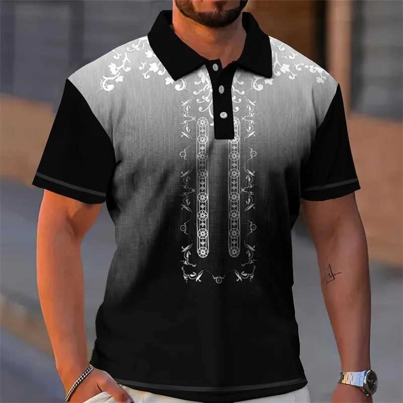 3D Printed Vintage Ethnic Pattern Shirt For Men Clothing Casual Short SLeeve Lapel Shirt Tops Mens Button T-Shirts Y250819