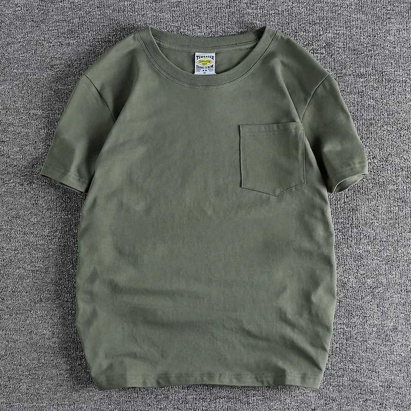 Simple Design Cotton Pocket Washed T-Shirt for Men Basic Style with Pure Color and Short Sleeves Y250819