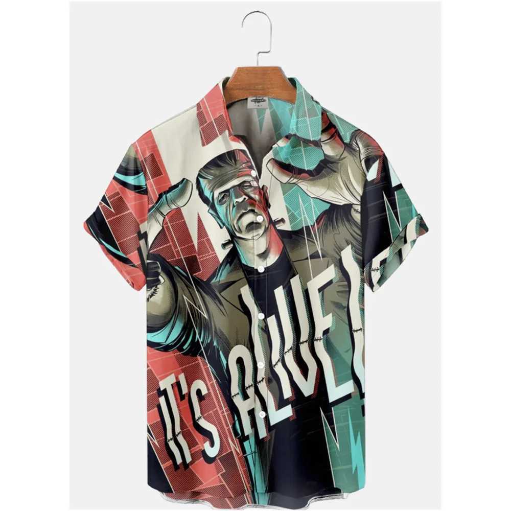 2023 Summer Mens Hawaiian Shirt Movie Figures Horror Vintage Shirt Street Clothing 3d Printed Mens Shirt Vintage Men Y250819