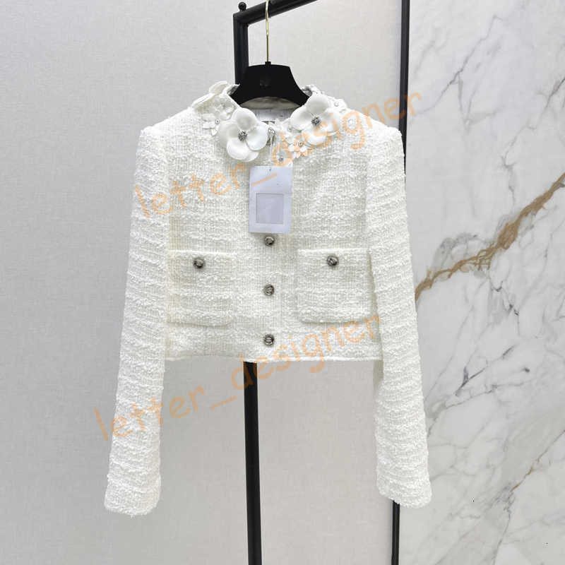 Women's Jackets designer mirror quality Heavy Industry 25Ss Autumn Winter Three-Dimensional Flower Decoration Short Jacket Cardigan coat size SML