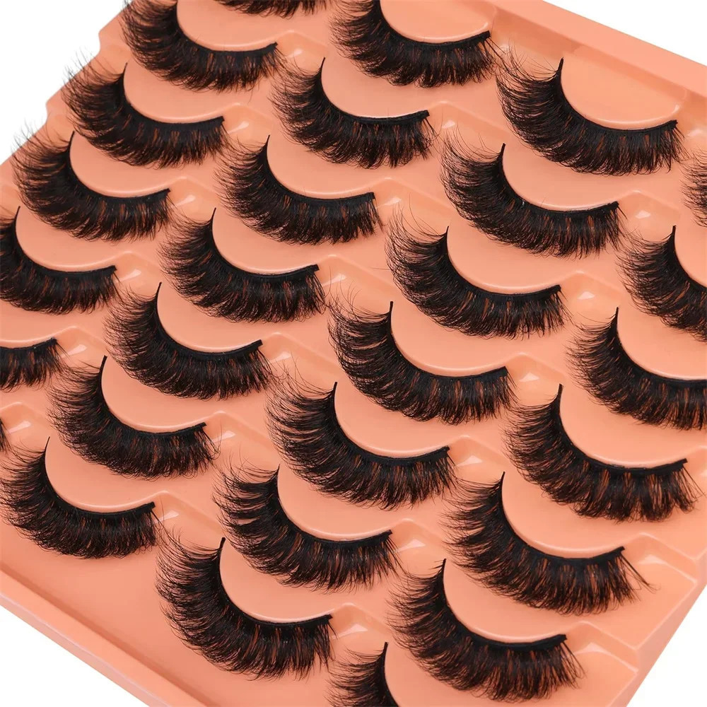 14 Pairs Natural Look False Eyelashes Thick Fluffy Faux Mink Lashes Pack Cat Eye that Like s Black 250811