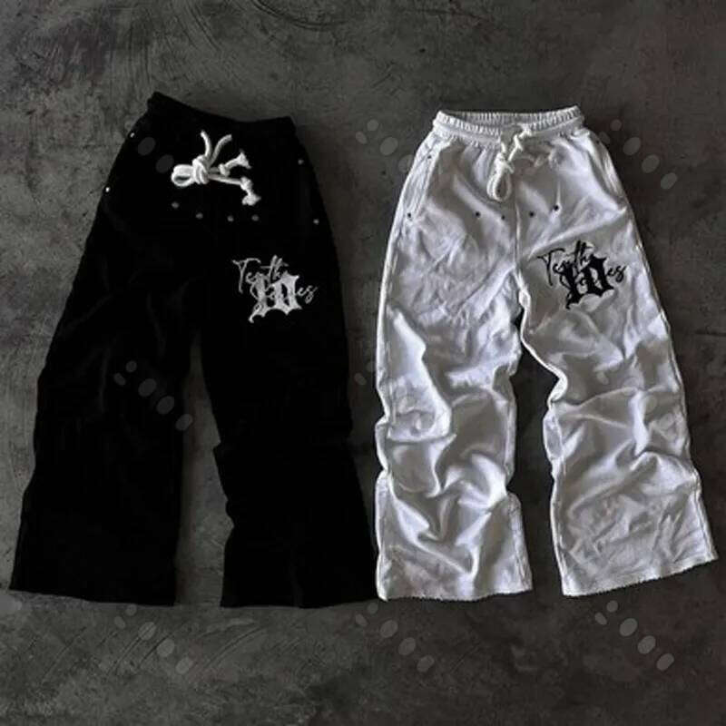 Men's Pants Streetwear Y2K Sweatpants Mens Haruku Hip Hop Letter Embroidery Baggy Casual Elastic Waist Jogging Z260315