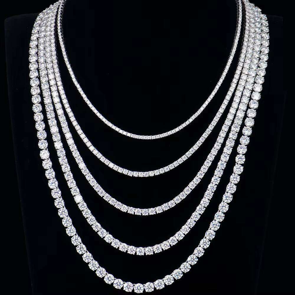 Custom Gra Jewelry Sterling Sier Vvs Tennis Ice Out Lab Grown Dia Mossanite Moissanite Necklace Chain for Women Men