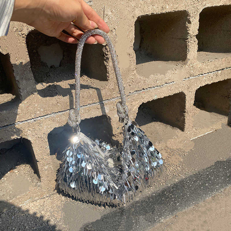 High-End Fashion Light Luxury Sequin Tassel Dumpling Bag Women Chain Shoulder Bag Trendy Versatile High-End Underarm Bag