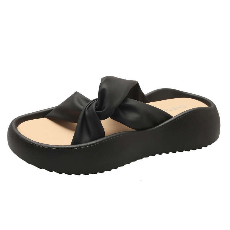 Super Soft Cloud Cross Knot Thick Sole 2023 Summer New Casual One-Strap Buckle Sandals for Women