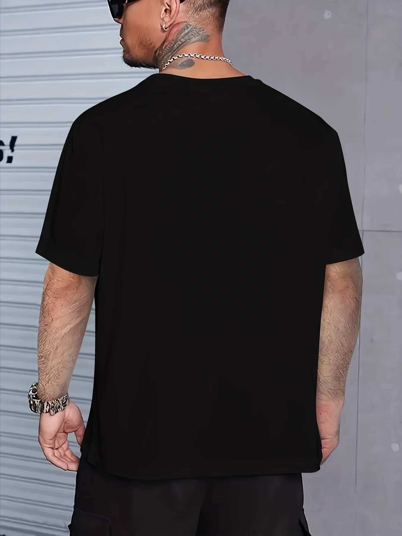 100% Cotton mens T-shirt Summer Loose Fitting Casual Tops Stylish Bear Pattern Print Comfortable Round Neck Short Sleeved Y250819