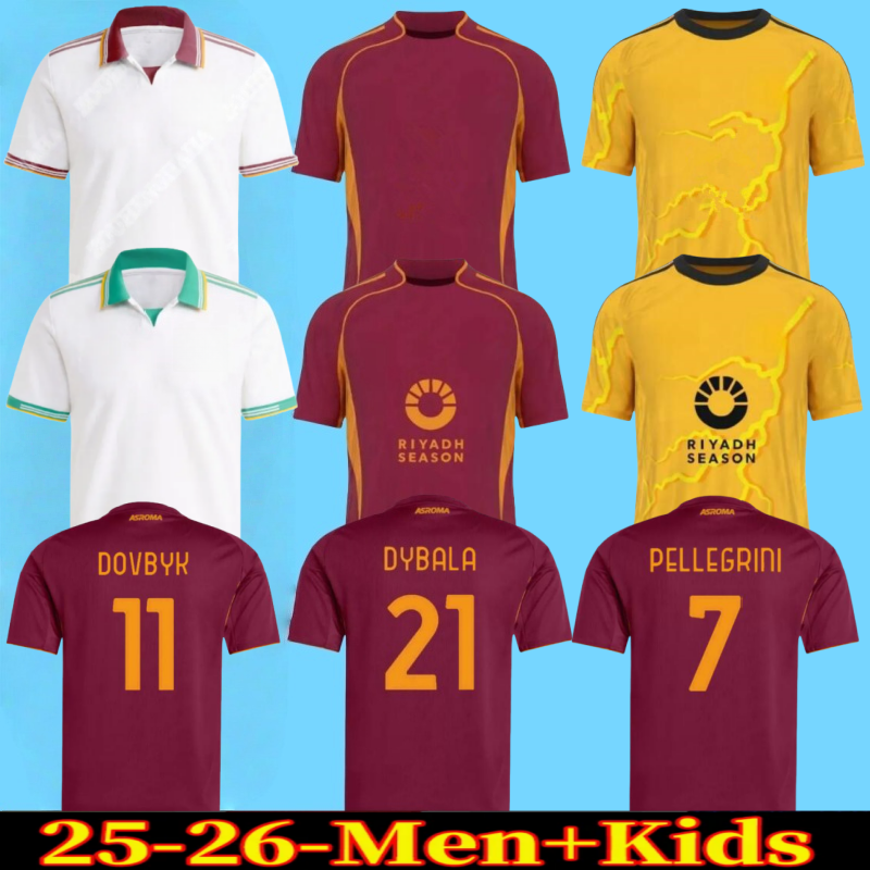 25 26 Roma SOCCER JERSEYS maillots de football DYBALA Soule 2025 2026 Dovbyk Empire Legacy Aries home Pellegrini uniforms man KONE CRISTANTE kids kit