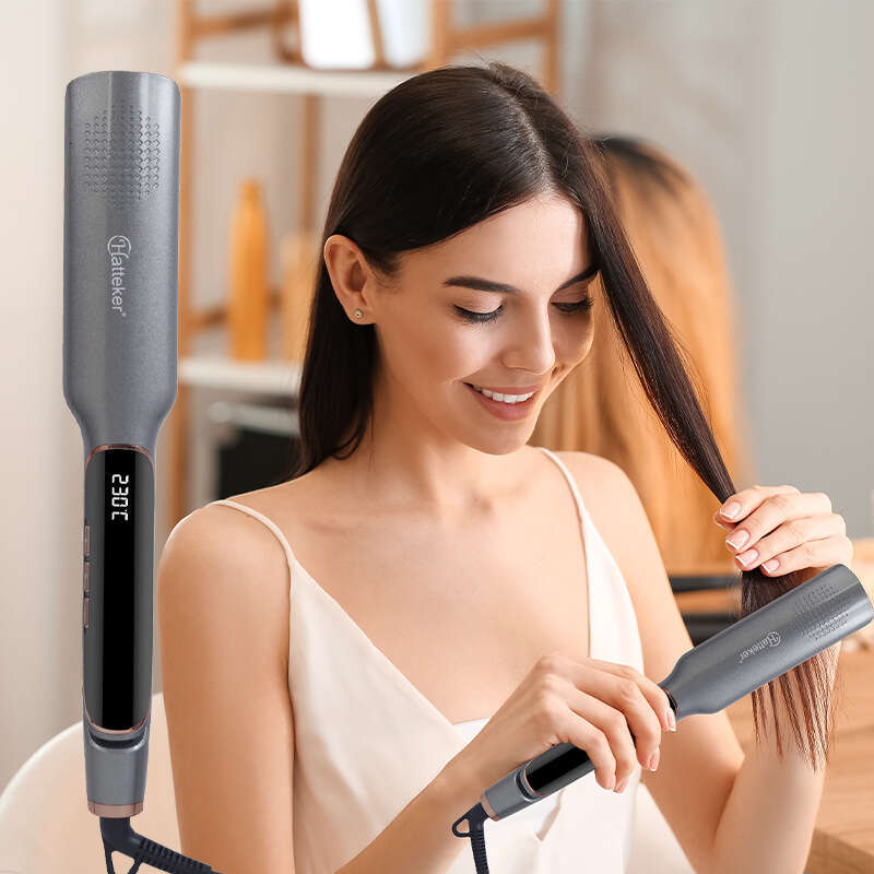 Household Salon Curling And Straightening Dual-Use Straightener LCD Display Temperature Control Hair Curler