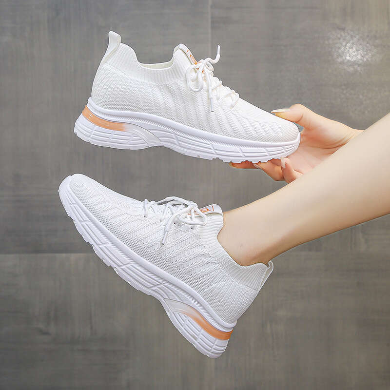 High-End 2023 Summer New Mesh Single Versatile Flyknit Casual Women's Shoes Thick-Soled Lightweight Breathable Sneakers