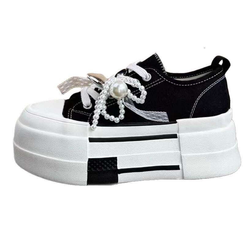 2025 Summer New Canvas Beaded Thin Shell Toe Versatile Super Popular White Sneakers Platform Sports Casual Shoes