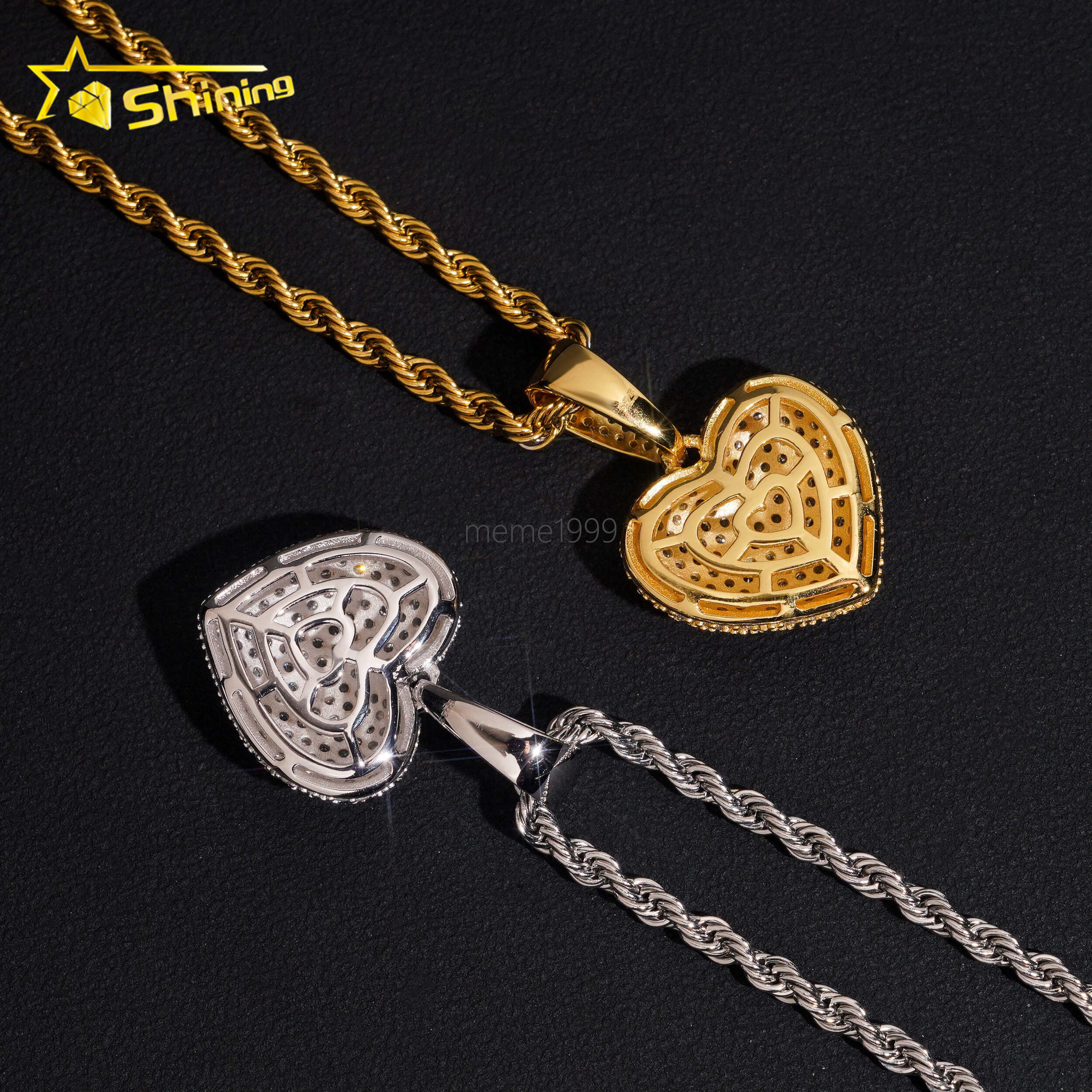 No Tarrifs USA Warehouse Stocks GRA Cert 925 Sterling Silver Hip Hop Iced Out VVS Moissanite Diamond Heart Pendant