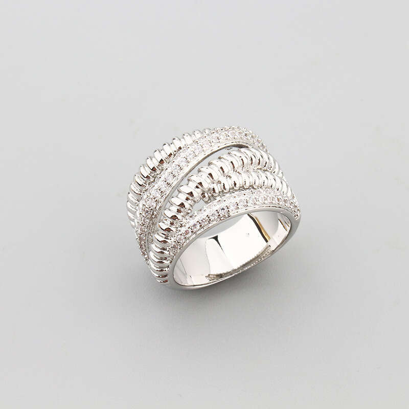 Fashion Inlaid Zircon Copper Gold-Plated Rolling Ball Cross Style Elegant Bracelet Ring Hot Item