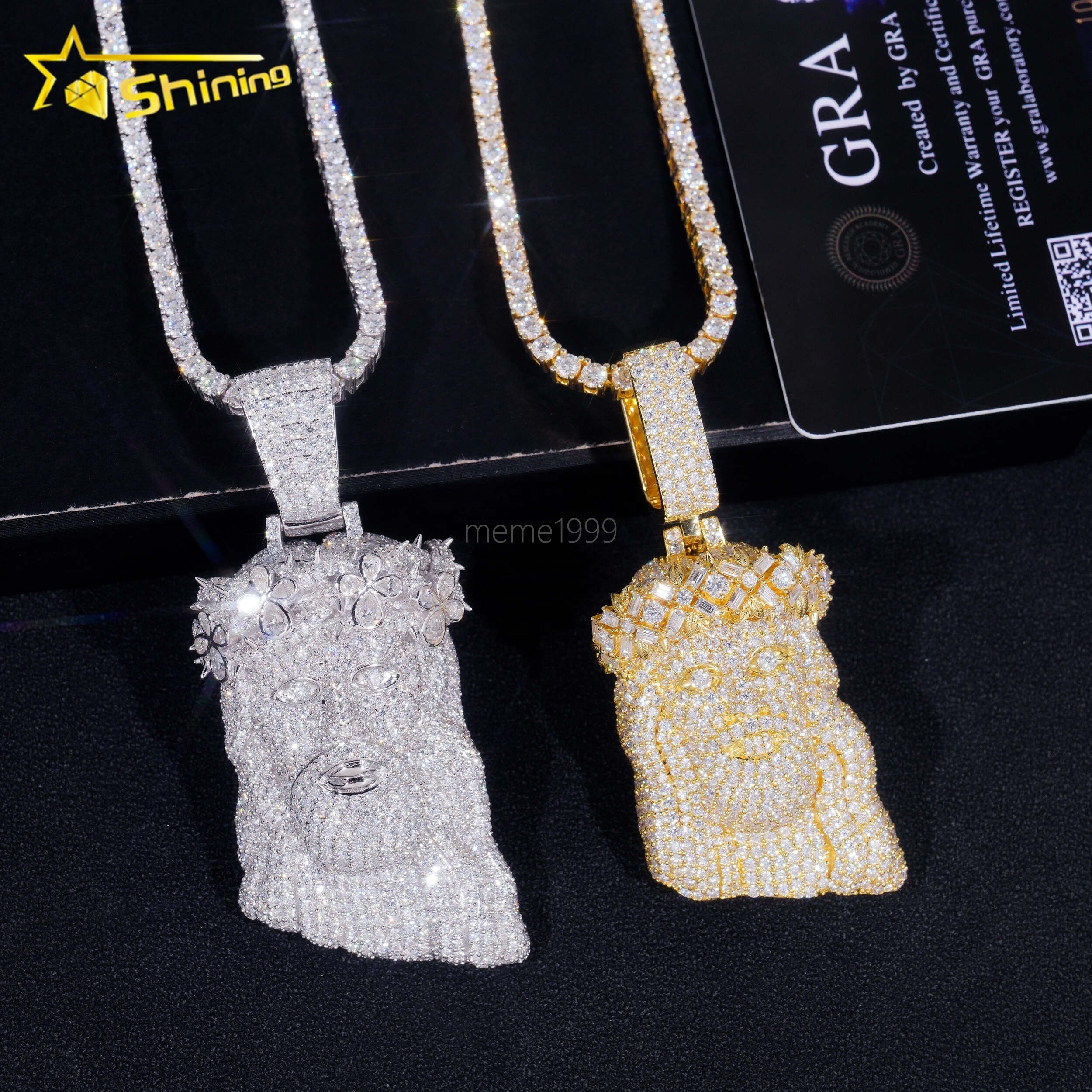 Fine Jewelry 925 Sterling Silver Gold Plated Diamond Iced Out Hip Hop 2.5 Custom Moissanite Pendant Jesus