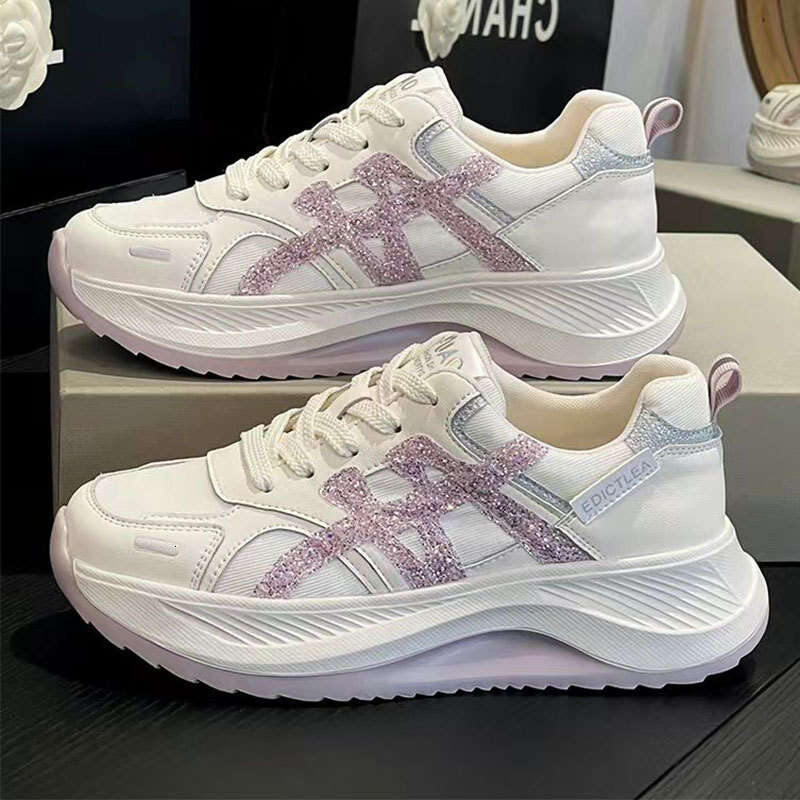 Thick-Soled Color-Block Cortez for Women 2025 New Summer Autumn Breathable Genuine Leather Soft Sole Casual Sports Dad Shoes