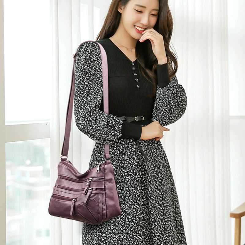Casual Shoulder Bags For Women Soft PU Leather Crossbody Handbag Zipper Fashion Mama Messenger Bag Purse For Shopping Y250819