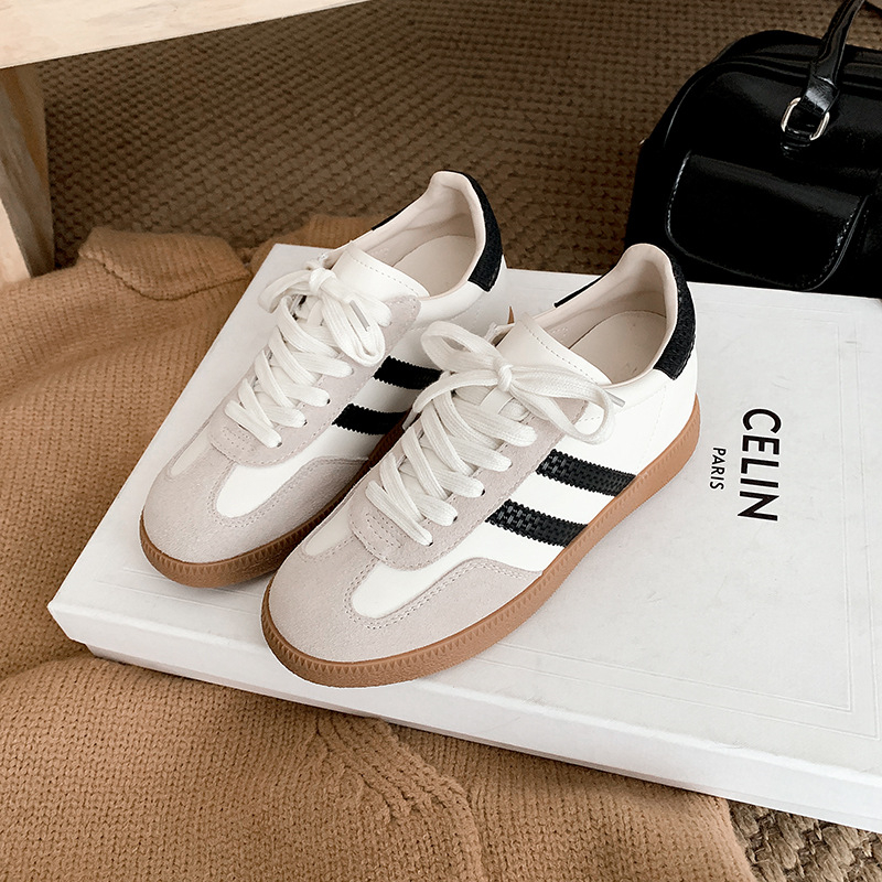 Free shipping Inner height retro German training shoes for womens spring new versatile lightweight sports casual white shoes