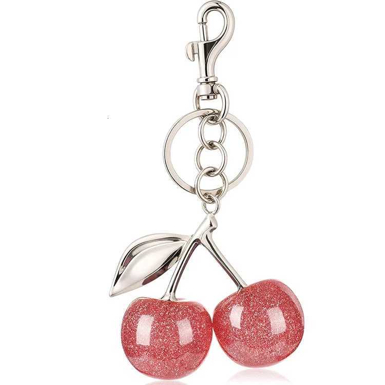Fashion Imitation Red Cherry Keychain Fruits Cherries Pendant Keyring For Women Men Jewelry Bag Key Accessories Gift XJ250820