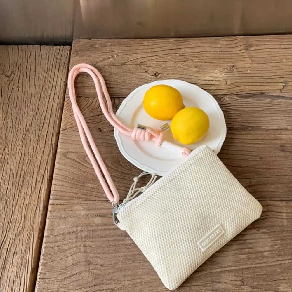 Sweet Korean Style Nylon Mesh Bag Double-layer Purse Nylon Crossbody Bag Solid Color Wallet Bags Mobile Phone Bag Outdoor Y250819