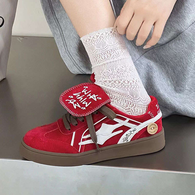 Korean Version Genuine Leather Niche Flip-top German Training for Women 2025 Summer Autumn New Super Popular Internet Celebrity Sports Forrest Gump Sh